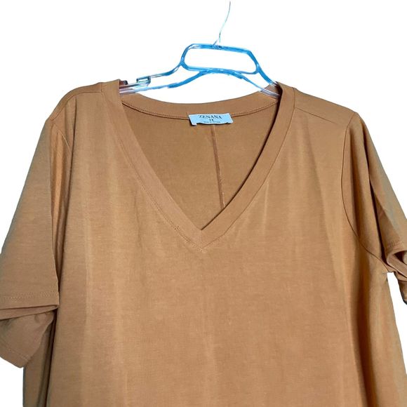 Zenana NWOT Short Sleeve V Neck Mustard Yellow Tee 3xl - Picture 4 of 4